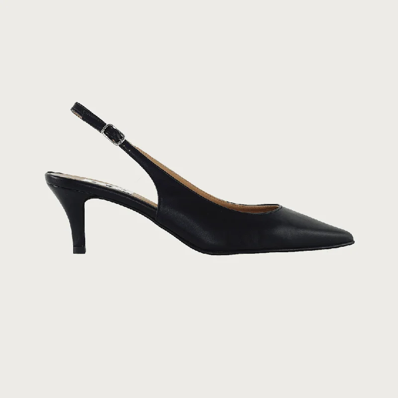 Women's forest green stiletto heel pumps for a nature - inspired lookMATILDE BLACK LEATHER