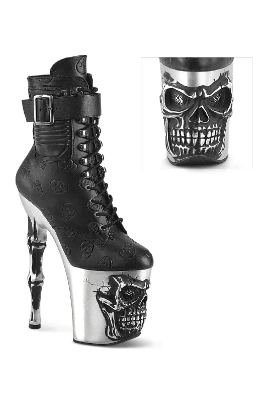 women's ankle boots for fashion-forwardRAPTURE-1020STR-02 Black Faux Leather Ankle Boot
