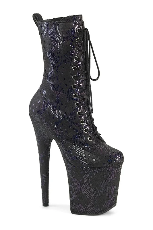 women's ankle boots for special occasionsFLAMINGO-1040SPF Black Faux Snake Ankle Boot