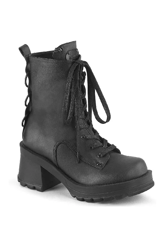 women's ankle boots with over-the-knee lookBRATTY-50 Black Vegan Leather Ankle Boot