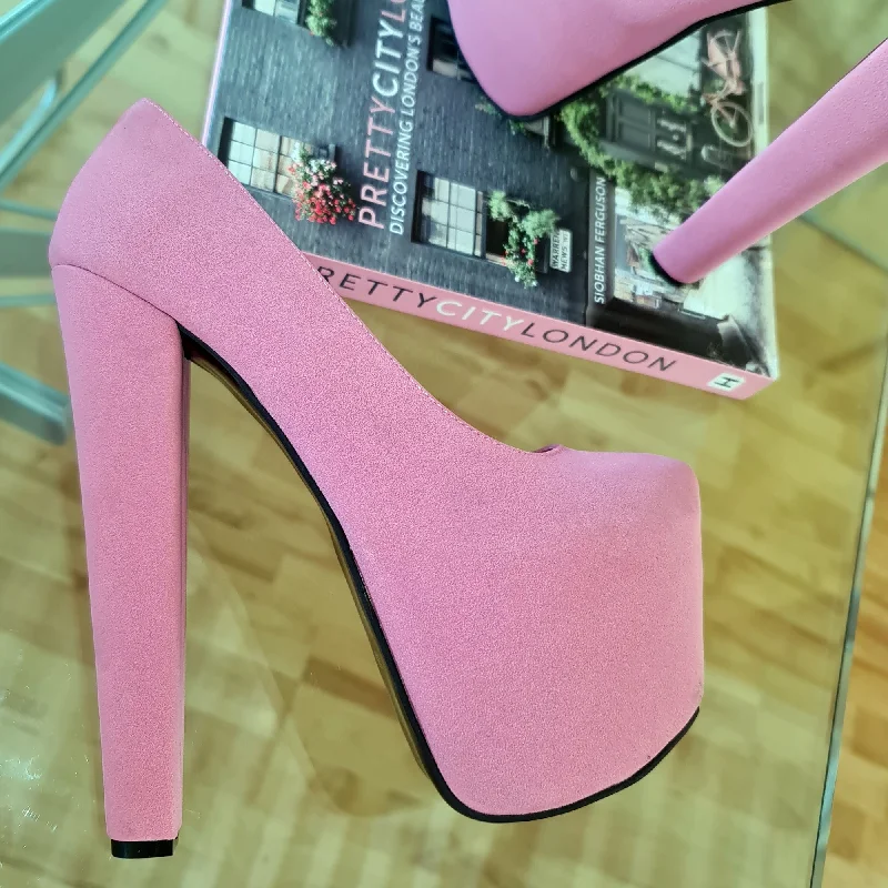 Women's strappy open - toe stiletto heel pumps with rhinestonesLight Pink Suede Chunky Heel Pumps Women's strappy open - toe stiletto heel pumps with rhinestonesLight Pink Suede Chunky Heel Pumps