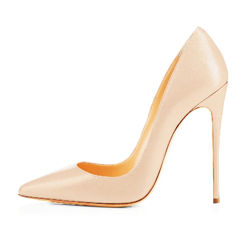 Women's ruffled stiletto heel pumps for a romantic style8cm 10cm 12cm Beige Pointed Toe Slip On High Heel Pumps Women's ruffled stiletto heel pumps for a romantic style8cm 10cm 12cm Beige Pointed Toe Slip On High Heel Pumps