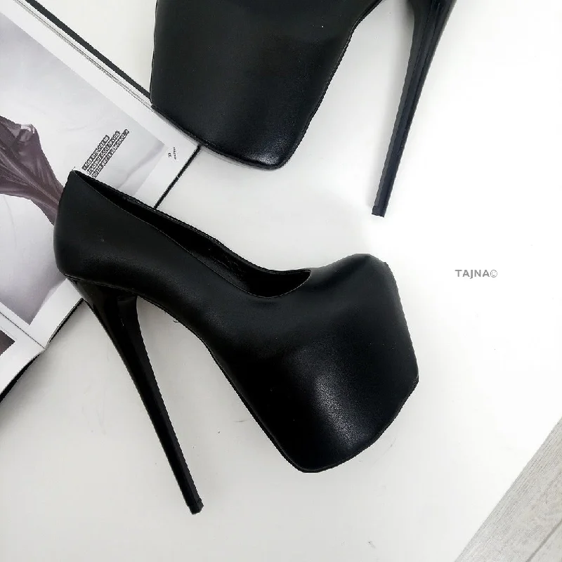 Women's water - resistant stiletto heel pumps for unexpected situationsBlack Matte Hidden Platform Pumps Women's water - resistant stiletto heel pumps for unexpected situationsBlack Matte Hidden Platform Pumps