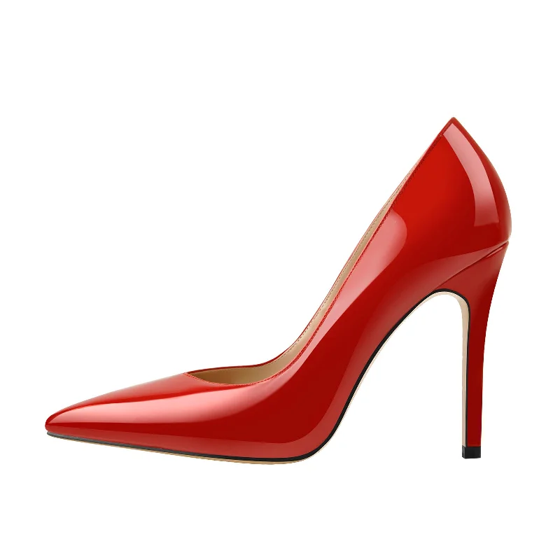Women's studded stiletto heel pumps for an edgy lookRed Pointed Toe Patent Leather High Heels Stiletto Pumps Women's studded stiletto heel pumps for an edgy lookRed Pointed Toe Patent Leather High Heels Stiletto Pumps