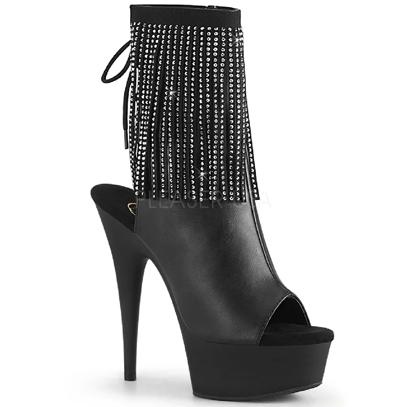 women's ankle boots with padded insoles6" Heel Black Faux Leather Fringe Ankle Boot* women's ankle boots with padded insoles6" Heel Black Faux Leather Fringe Ankle Boot*