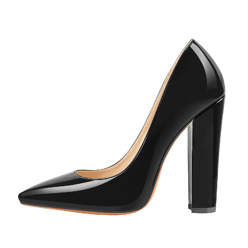 Women's satin - lined stiletto heel pumps for extra comfortElegant Classic Pointed Toe Chunky Heels Pumps Women's satin - lined stiletto heel pumps for extra comfortElegant Classic Pointed Toe Chunky Heels Pumps