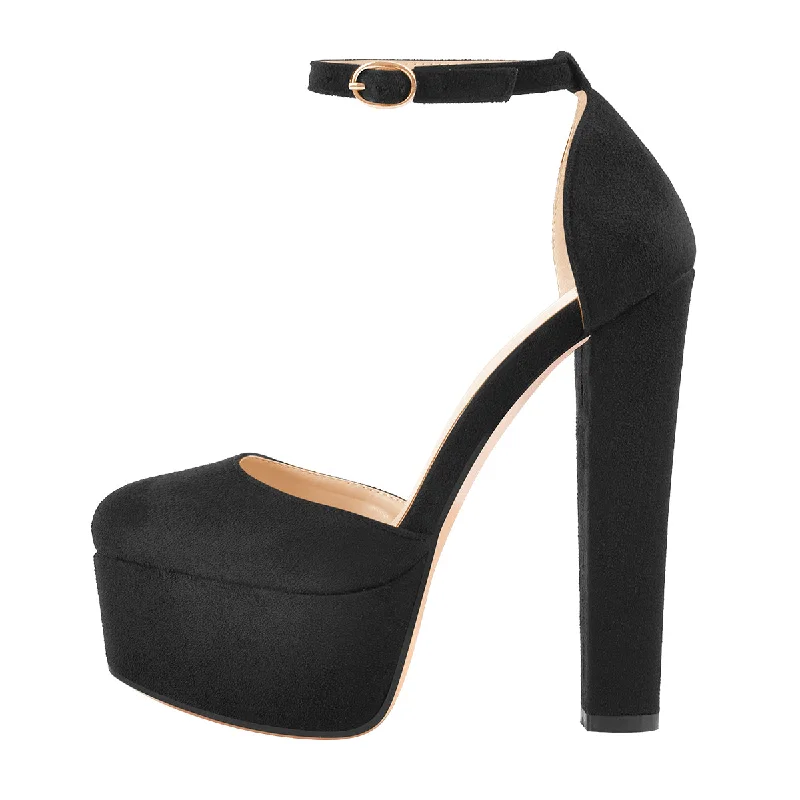 Women's cork - sole stiletto heel pumps for a natural touchPlatform Chunky High Heel Ankle Straps Pumps Women's cork - sole stiletto heel pumps for a natural touchPlatform Chunky High Heel Ankle Straps Pumps