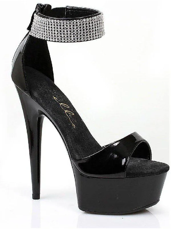 Women's Glitter Heeled Sandals with Ankle Strap and Chunky Heel in Gold for a Sparkly and Glamorous Party LookEllie Shoes E-609-Haven 6" Heel Women's Sandal.