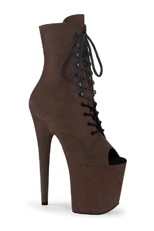women's ankle boots with fringeFLAMINGO-1021FS Brown Faux Suede Ankle Boot