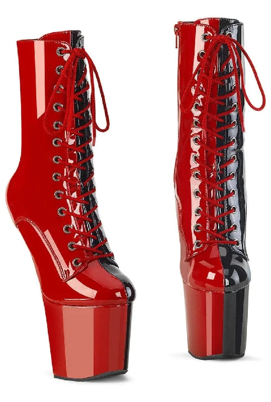 women's ankle boots with square toeCRAZE-1040TT Red Patent Ankle Boot