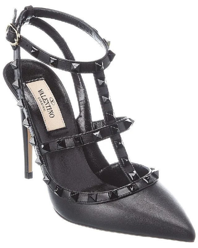 Women's burgundy stiletto heel pumps for a sophisticated appearanceValentino Rockstud Caged 100 Leather Pump Women's burgundy stiletto heel pumps for a sophisticated appearanceValentino Rockstud Caged 100 Leather Pump