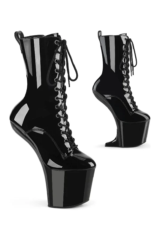 women's ankle boots with kitten heelsCRAZE-1040 Black Patent Ankle Boot