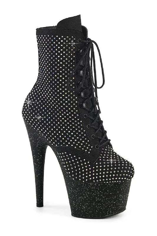 women's ankle boots for winterADORE-1020RM Black Faux Suede Ankle Boot