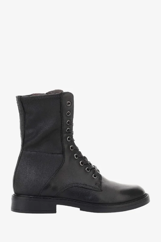 Women's biker boots for motorcycle ridesMJUS 81201 BLACK LEATHER BOOT