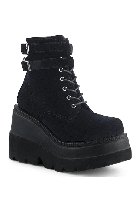 women's ankle boots for petite womenSHAKER-52 Black Velvet Ankle Boot