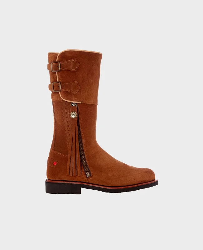 Women's biker boots for a music festivalHeritage Calf Length Suede Boots