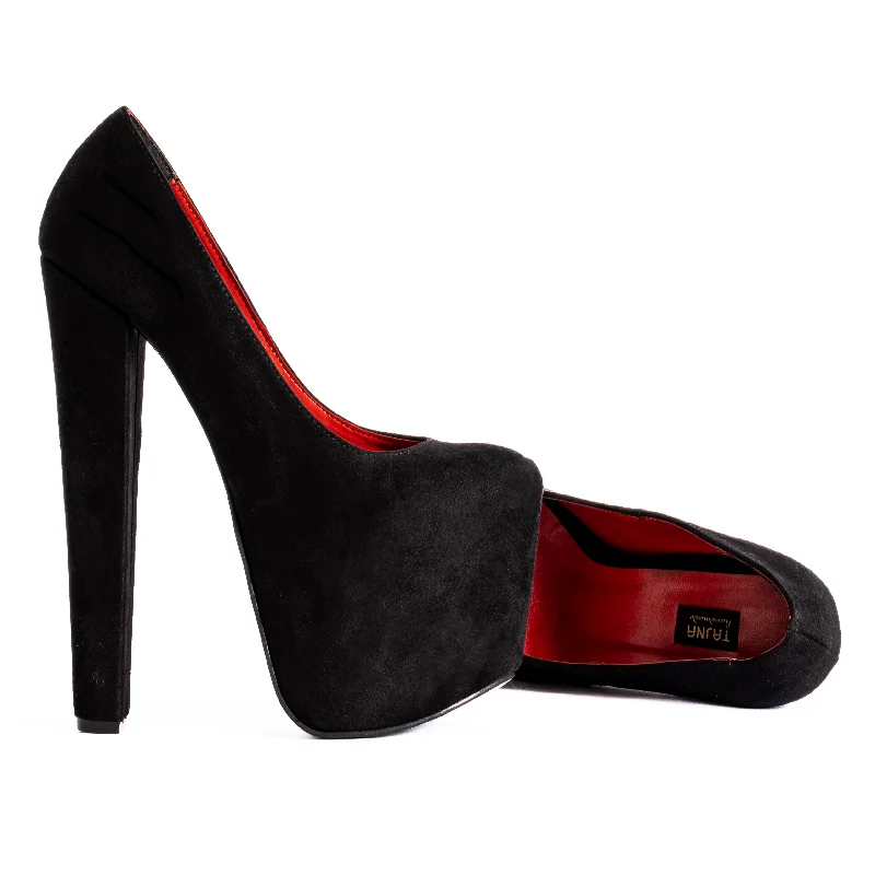 Women's patent leather stiletto heel pumps with a high - shine finishBlack Suede Chunky High Heel Pumps Women's patent leather stiletto heel pumps with a high - shine finishBlack Suede Chunky High Heel Pumps