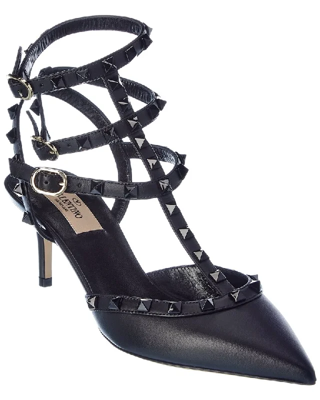 Women's holiday party stiletto heel pumps with a festive touchValentino Rockstud Caged 65 Leather Ankle Strap Pump Women's holiday party stiletto heel pumps with a festive touchValentino Rockstud Caged 65 Leather Ankle Strap Pump