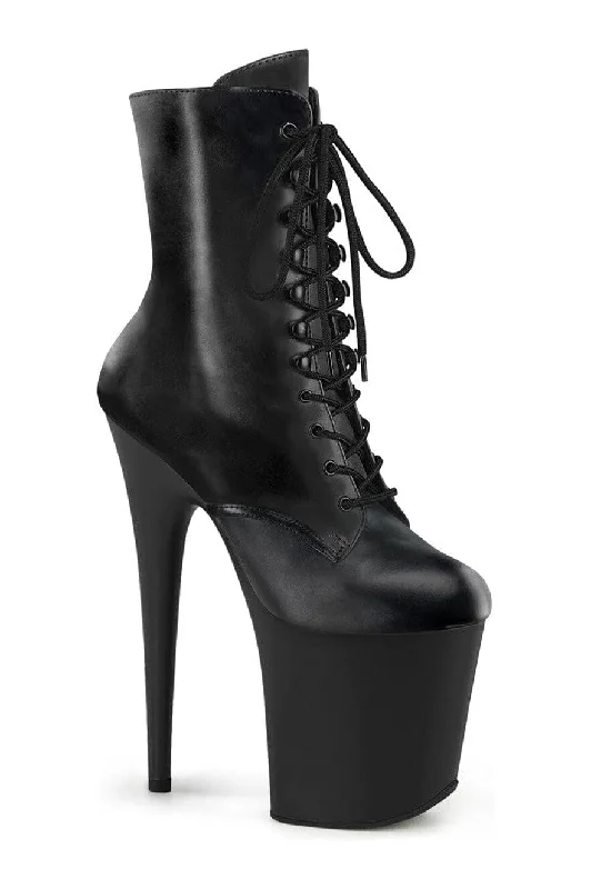 women's heeled ankle bootsFLAMINGO-1020 Black Genuine Leather Ankle Boot