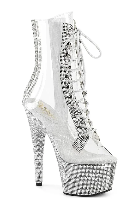 women's platform ankle bootsBEJEWELED-1021C-2 Clear Vinyl Ankle Boot