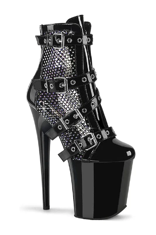 women's leather ankle bootsFLAMINGO-1013RM Black Patent Ankle Boot