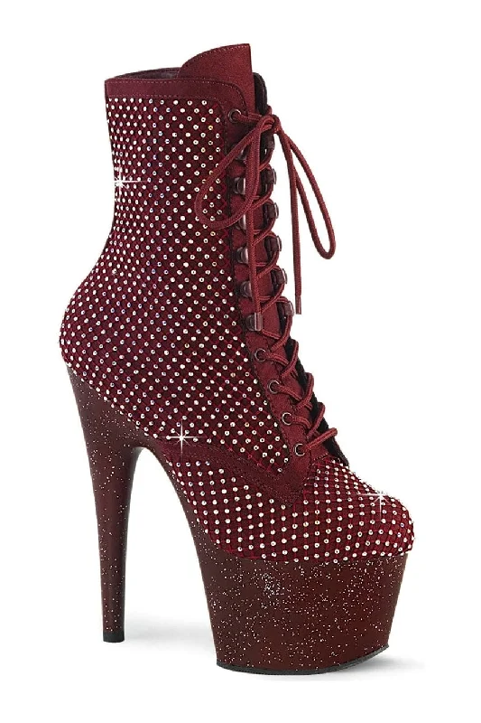women's combat ankle bootsADORE-1020RM Burgundy Faux Suede Ankle Boot