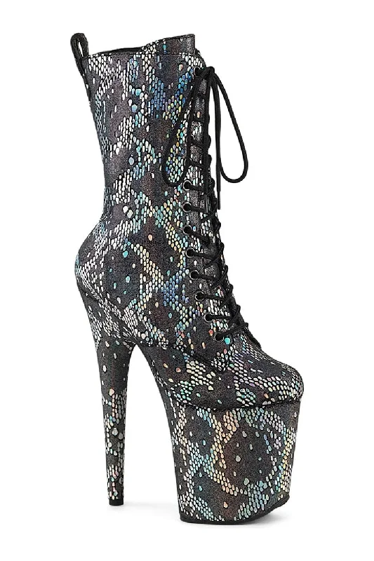women's ankle boots with adjustable strapsFLAMINGO-1040SPF Silver Faux Snake Ankle Boot