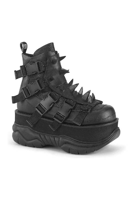 women's ankle boots with unique patternsNEPTUNE-68 Black Vegan Leather Ankle Boot