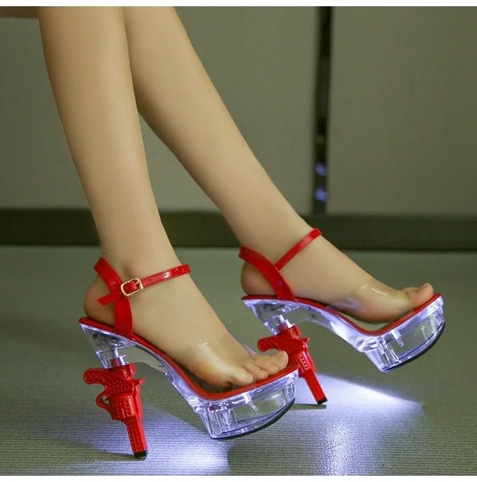 Women's tassel - adorned stiletto heel pumps for a bohemian touchSexy Pistol High Heel Pumps LED Glowing Rhinestones Women's PVC Platforms Women's tassel - adorned stiletto heel pumps for a bohemian touchSexy Pistol High Heel Pumps LED Glowing Rhinestones Women's PVC Platforms