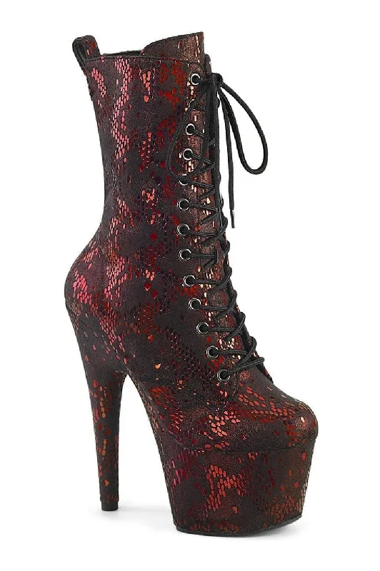 women's chelsea ankle bootsADORE-1040SPF Red Snake Print Ankle Boot