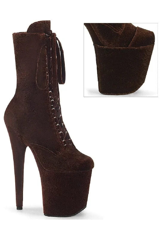 women's ankle boots with cutoutsFLAMINGO-1045VEL Brown Velvet Ankle Boot