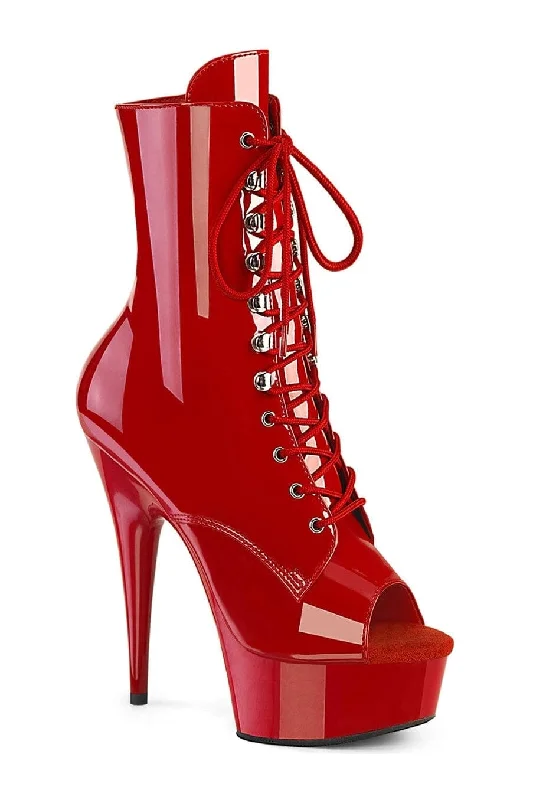 women's ankle boots with sock designDELIGHT-1021 Red Patent Ankle Boot
