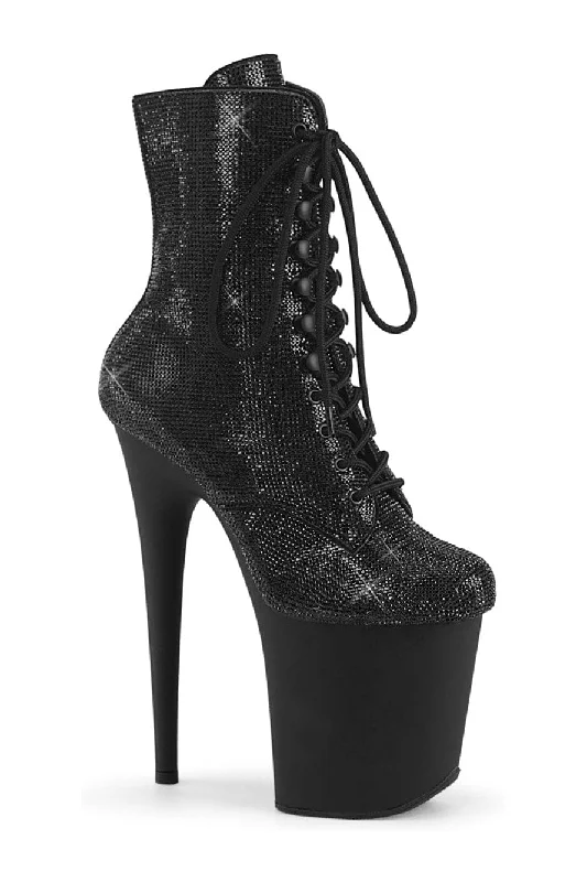women's lace-up ankle bootsFLAMINGO-1020RS Black Faux Suede Ankle Boot