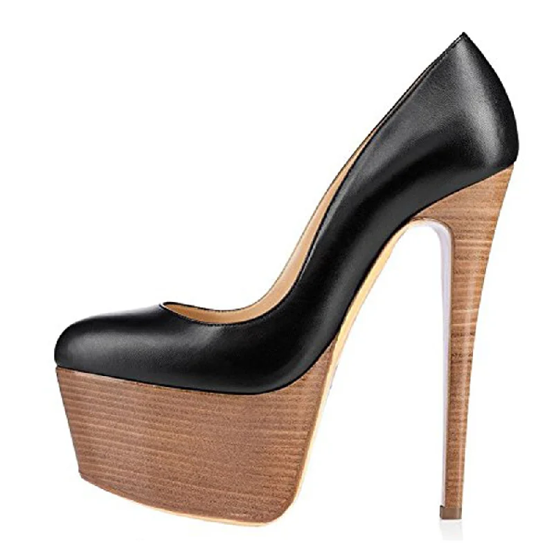 Women's ruffled stiletto heel pumps for a romantic styleRounde Toe Platform Wood Grain Stiletto High Heels Pumps Women's ruffled stiletto heel pumps for a romantic styleRounde Toe Platform Wood Grain Stiletto High Heels Pumps