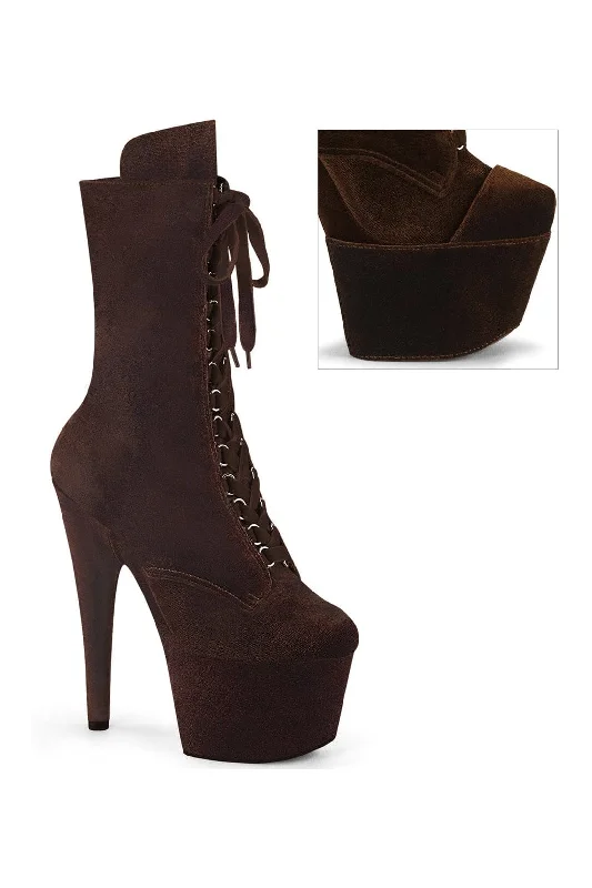women's ankle boots for eveningADORE-1045VEL Brown Velvet Ankle Boot