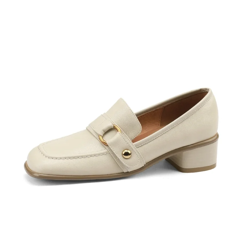 Women's bronze stiletto heel pumps for a warm and metallic lookTinaCus Women's Genuine Leather Square Toe Handmade Metal Buckle Low Chunky Heel Casual Loafers Women's bronze stiletto heel pumps for a warm and metallic lookTinaCus Women's Genuine Leather Square Toe Handmade Metal Buckle Low Chunky Heel Casual Loafers