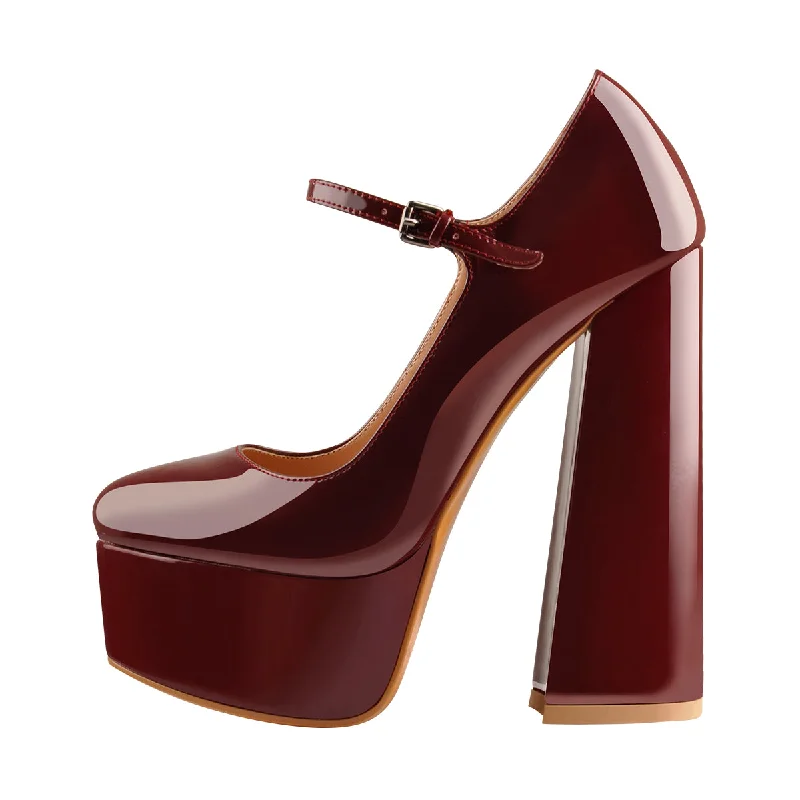 Women's satin - lined stiletto heel pumps for extra comfortBurgundy Platform Pointed Toe Chunky Square High Heels Pumps Women's satin - lined stiletto heel pumps for extra comfortBurgundy Platform Pointed Toe Chunky Square High Heels Pumps