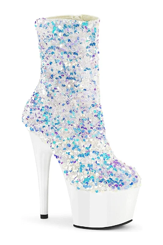 women's waterproof ankle bootsADORE-1042SQ White Sequins Ankle Boot