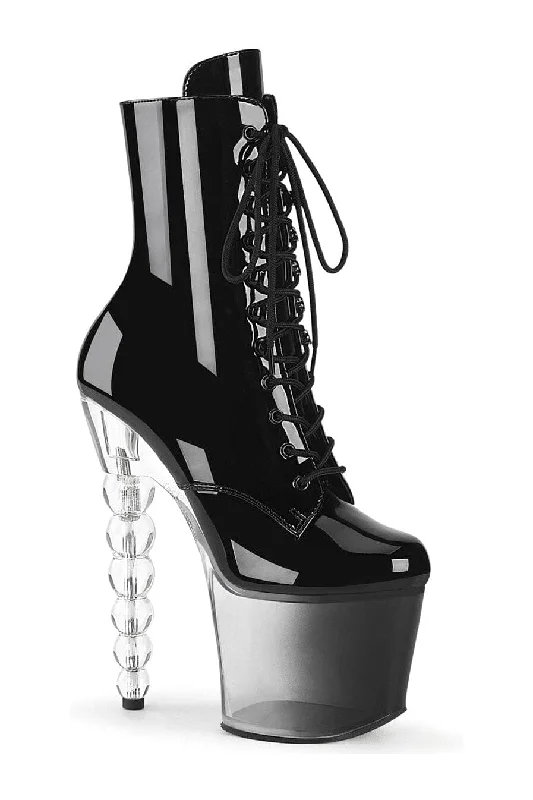 women's ankle boots with bow detailsBLISS-1020BC Black Patent Ankle Boot