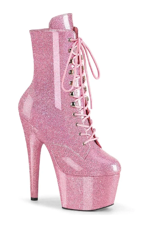 women's combat ankle bootsADORE-1020GP Pink Patent Ankle Boot