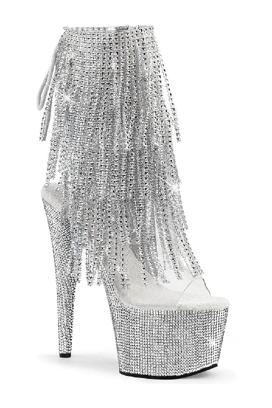 women's flat ankle bootsBEJEWELED-1017RSF-7 Clear Vinyl Ankle Boot