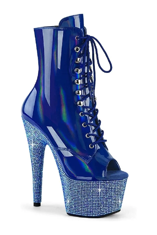 women's leather ankle bootsBEJEWELED-1021-7 Blue Patent Ankle Boot