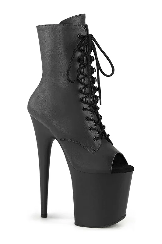 women's platform ankle bootsFLAMINGO-1021 Black Faux Leather Ankle Boot