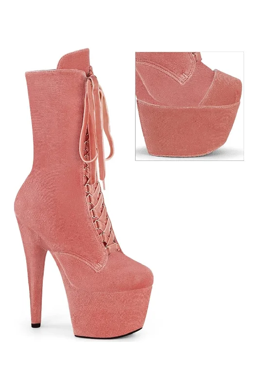 women's ankle boots for workADORE-1045VEL Pink Velvet Ankle Boot