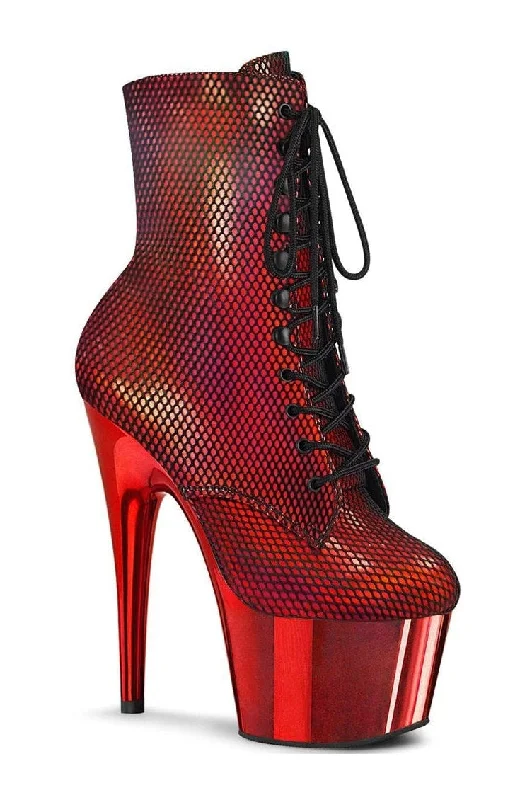 women's heeled boots for street styleADORE-1020HFN Exotic Boot | Hologram Faux Leather