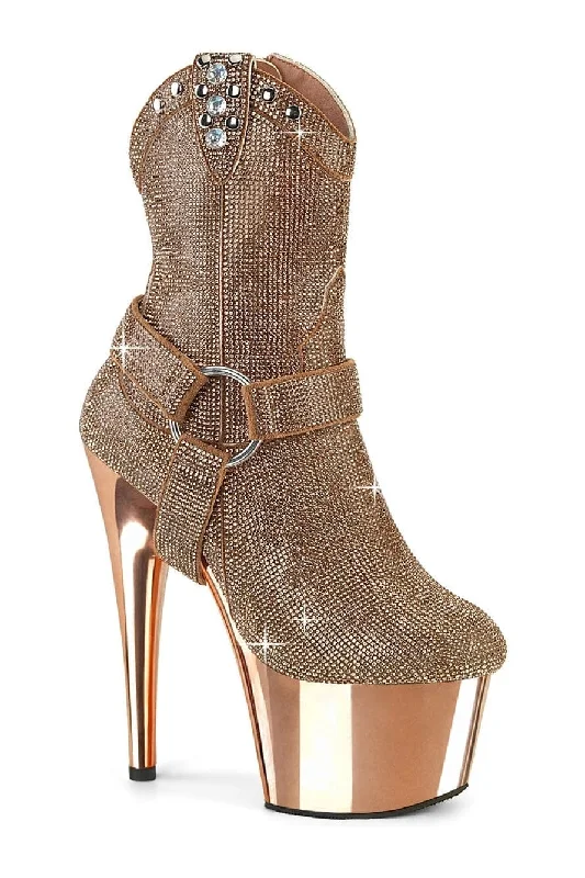 women's ankle boots with zippersADORE-1029CHRS Rose Gold Faux Suede Ankle Boot