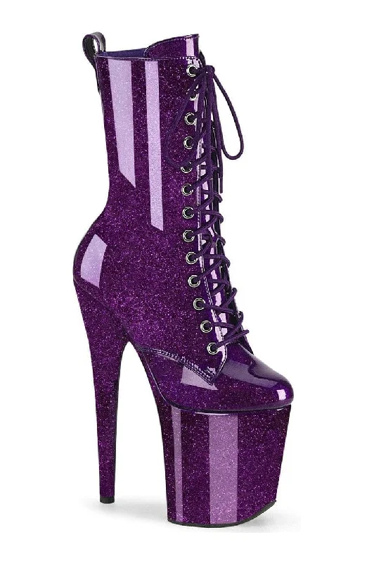 women's ankle boots with unique patternsFLAMINGO-1040GP Purple Glitter Patent Ankle Boot