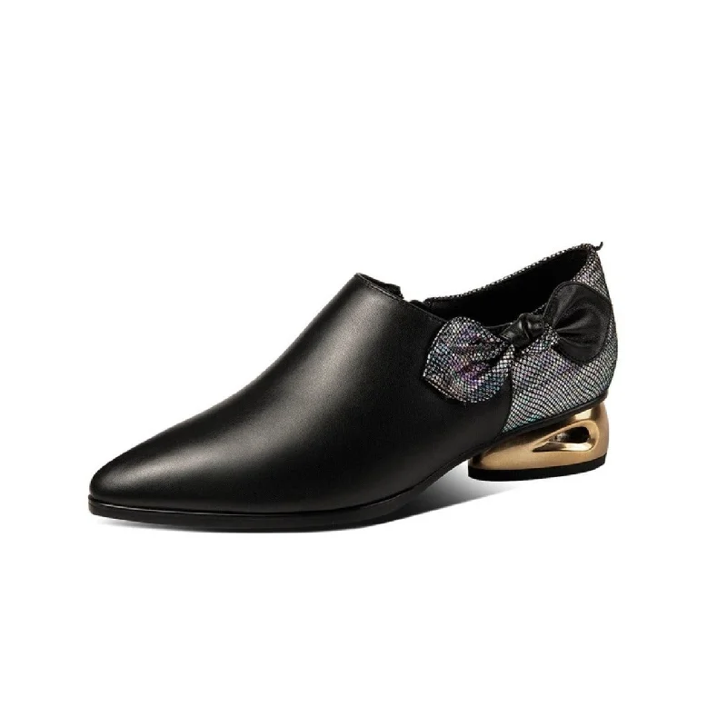 Women's date - night stiletto heel pumps with a sexy silhouetteTinaCus Women's Genuine Leather Handmade Sparkling Pointed Toe Low Chunky Heel Side Zip Up Cute Bow Design Flats Shoes Women's date - night stiletto heel pumps with a sexy silhouetteTinaCus Women's Genuine Leather Handmade Sparkling Pointed Toe Low Chunky Heel Side Zip Up Cute Bow Design Flats Shoes