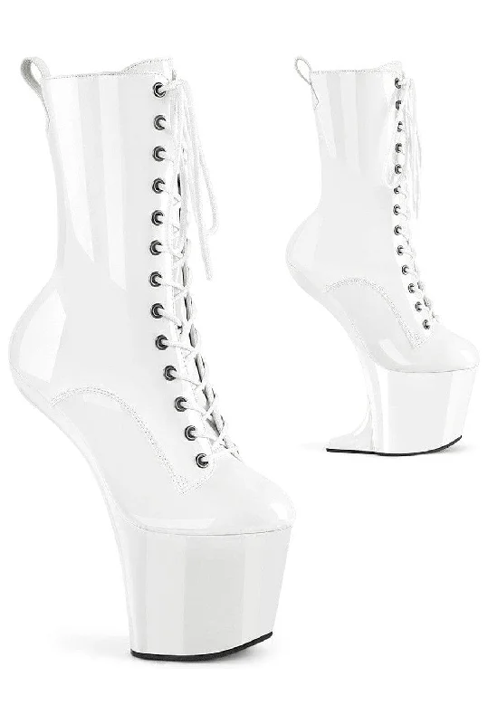 women's ankle boots with zippersCRAZE-1040 White Patent Ankle Boot