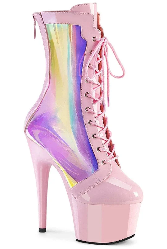 women's ankle boots with chunky heelsADORE-1047 Pink Patent Ankle Boot